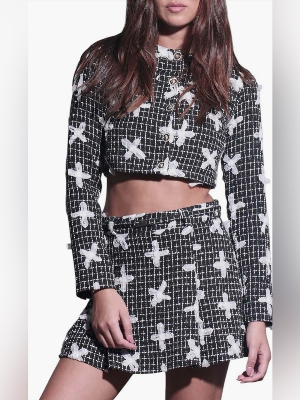Walter Baker Davis Floral Tweed Crop Jacket NWT